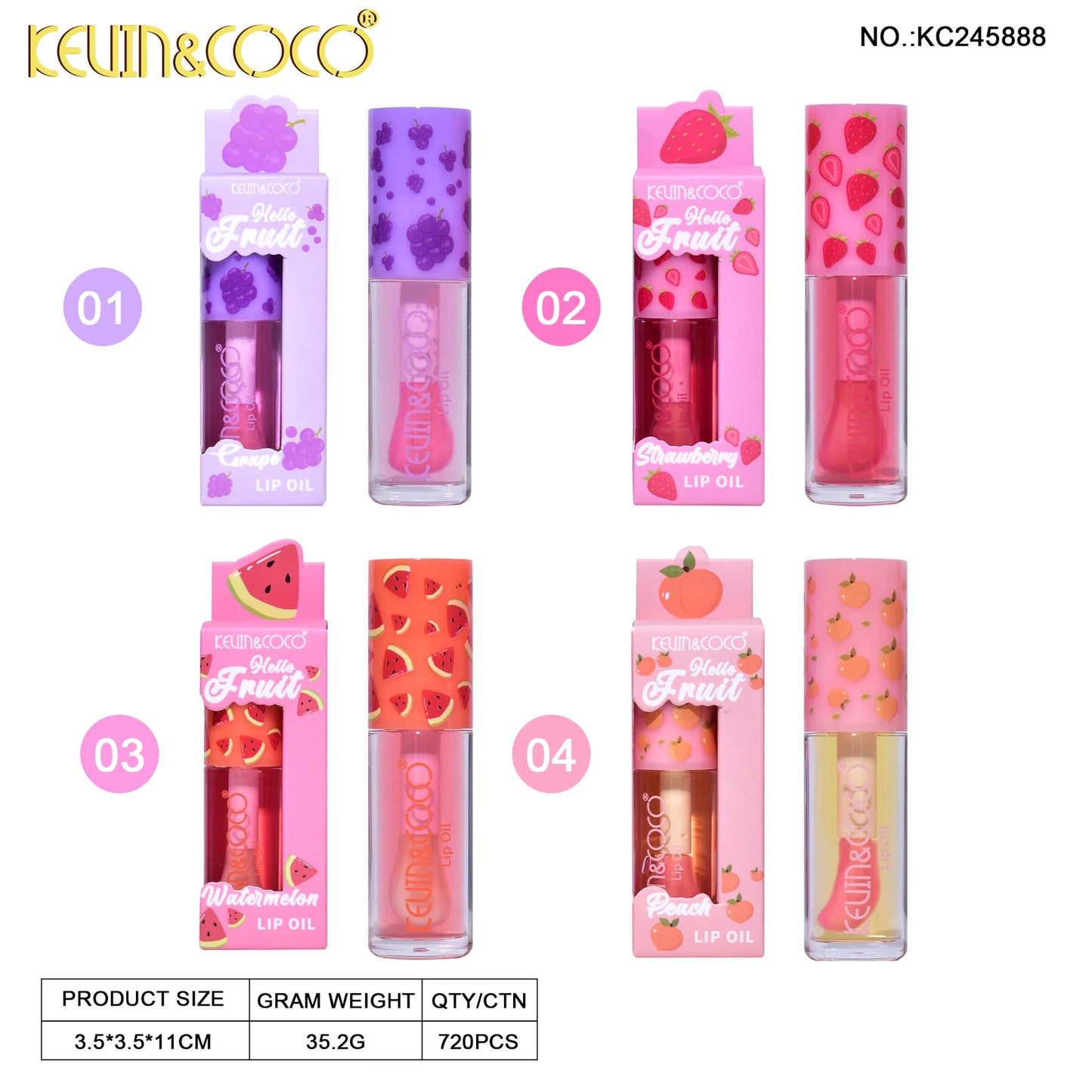 Kevin & Coco Hello Fruit Lip Oil ( Bundle of 4 )