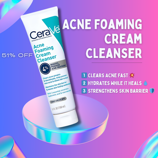 CeraVe Acne Foaming Cream Cleanser with 4% Benzoyl Peroxide - Buy Now Pakistan