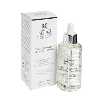Kiehl's Clearly Corrective Dark Spot Corrector bottle with label, brightening serum for uneven skin tone and dark spots