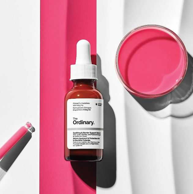 The Ordinary Soothing & Barrier Support Serum bottle with hydration and skin barrier repair benefits