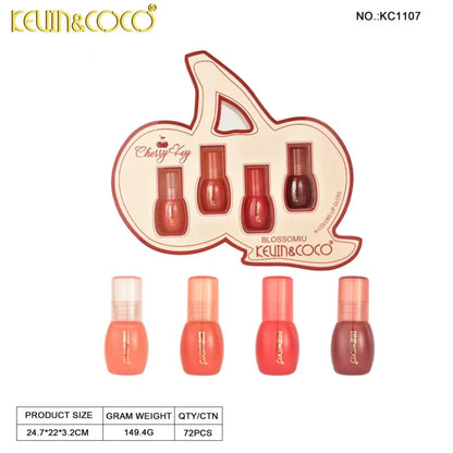 Kevin & Coco Cherry Lip Lacquer - Fruit Series ( SET OF 4 )