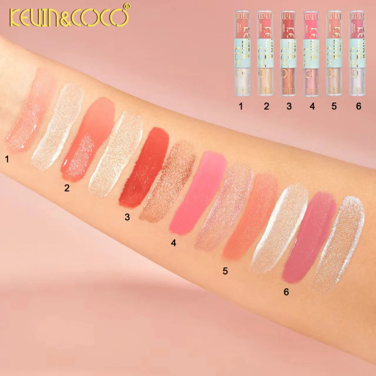 Kevin & Coco Liquid High4lighter & Blusher ( Set of 6 )