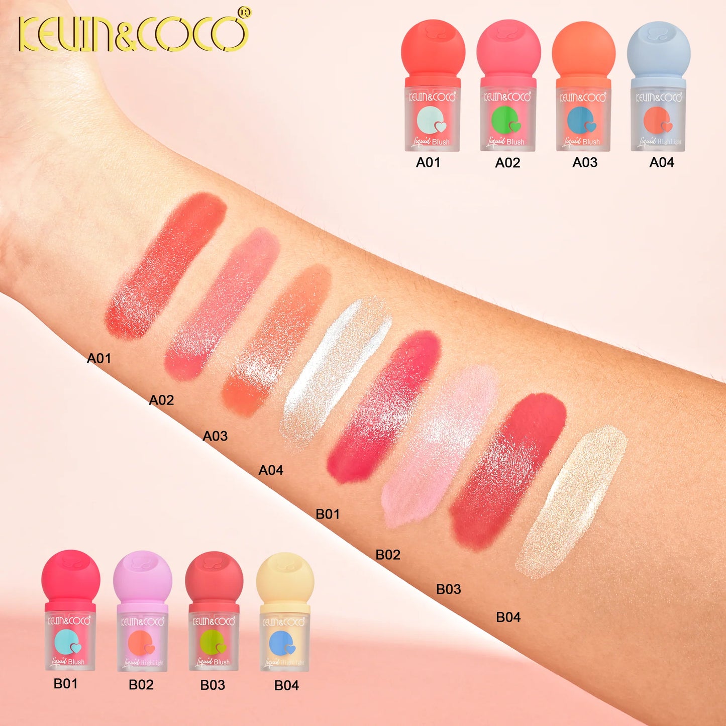 Kevin & Coco Liquid Blush & Highlighter ( Set of 4 )