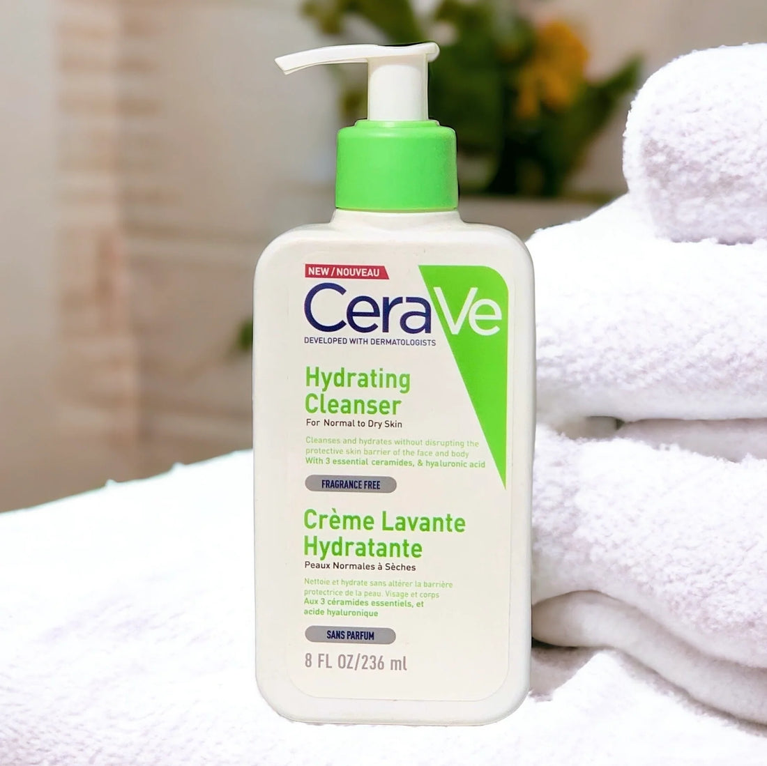 CeraVe Hydrating Facial Cleanser bottle for gentle hydration and skin barrier support