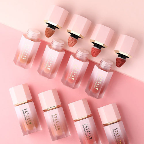 SHEGLAM Liquid Bloom Blush bottle with pink gel-cream makeup product