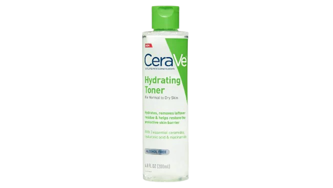 CeraVe Hydrating Toner bottle with moisturizing facial skincare product
