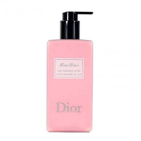 Miss Dior Fine Fragrance Lotion bottle with elegant floral design and citrus rose scent