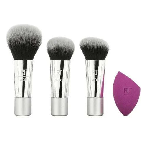Real Techniques Sparkles On The Go Limited Edition makeup brush set with sparkling handles and portable pouch
