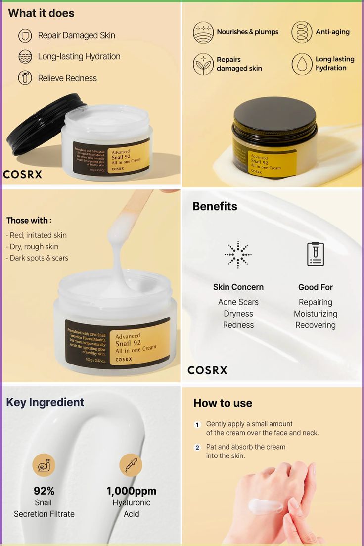 COSRX advanced snail 92 all in one cream 100g jar with snail mucin moisturizer for skin nourishment and hydration
