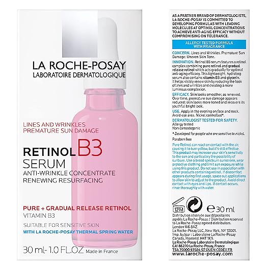 LA Roche-Posey Pure Retinol Face Serum with Vitamin B3 for sensitive skin reducing wrinkles and sun damage