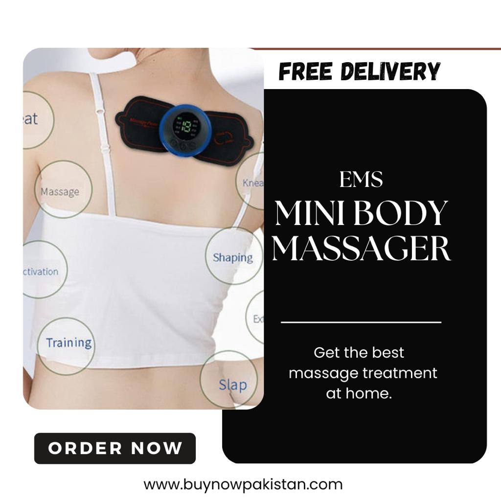 Portable EMS mini massager device for muscle stimulation and relaxation