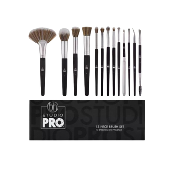 BH Cosmetics Studio Pro 13-piece makeup brush set with matte black handles and synthetic bristles