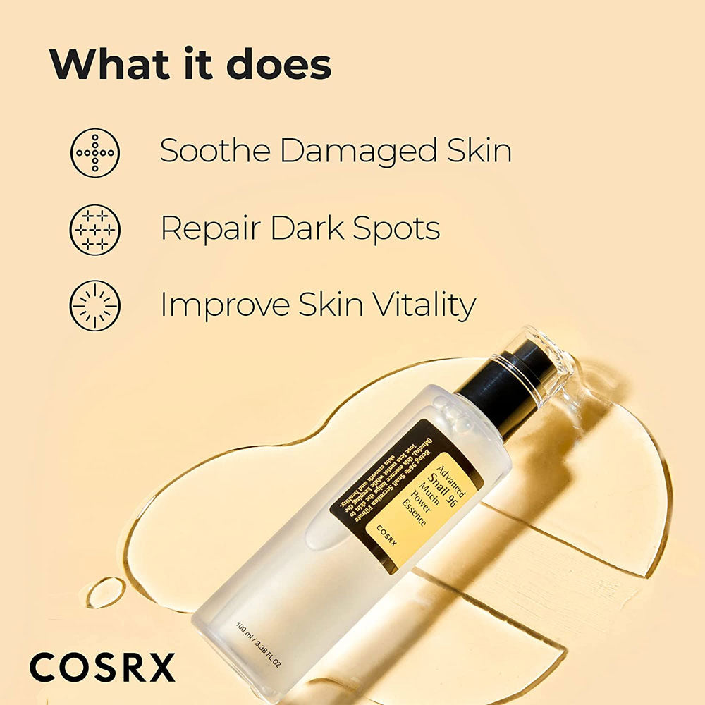 COSRX Advanced Snail 96 Mucin Power Essence 100ml bottle with snail secretion filtrate for hydration and skin repair