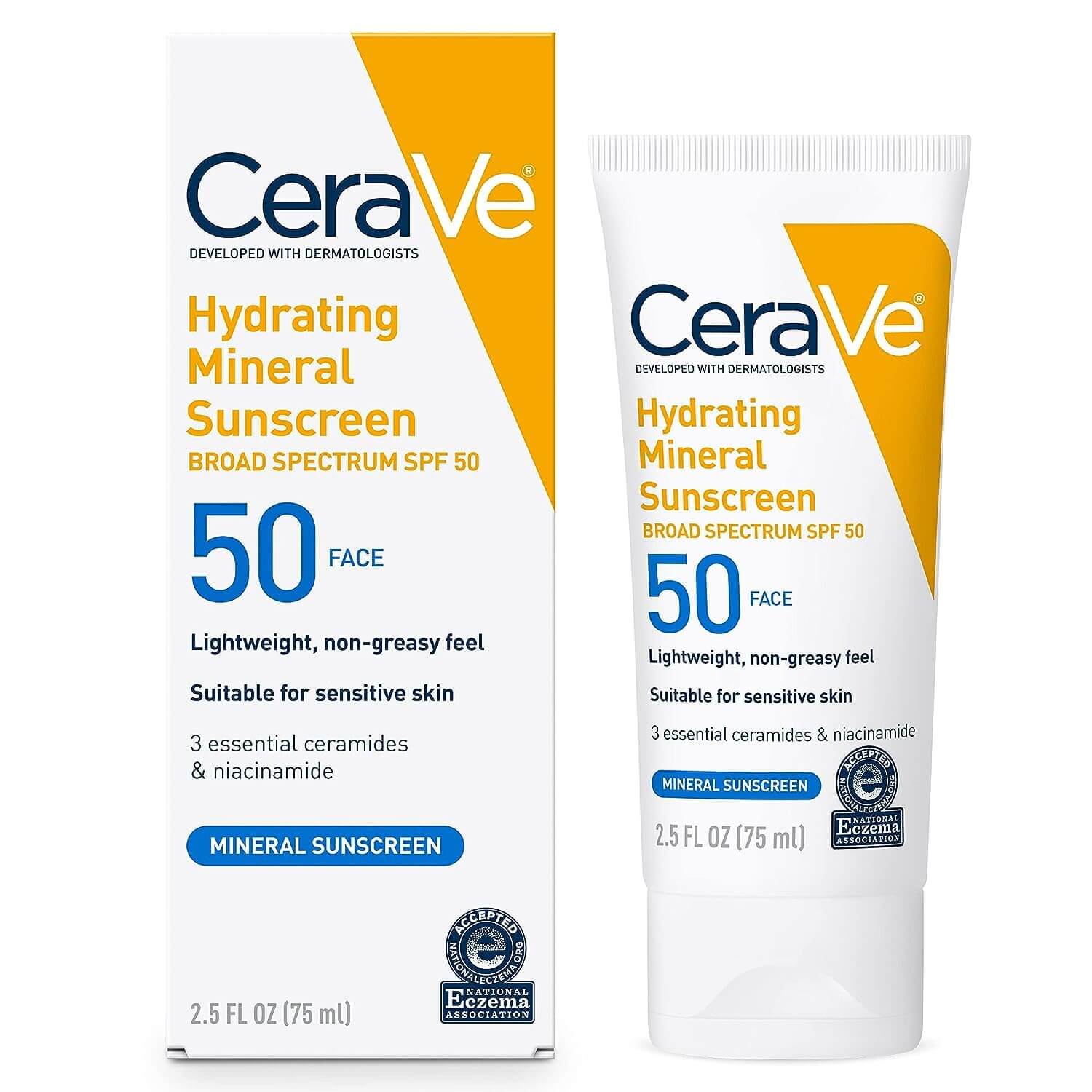 CeraVe | 100% Mineral Hydrating Sunscreen SPF 50 | 75ml / 2.5oz