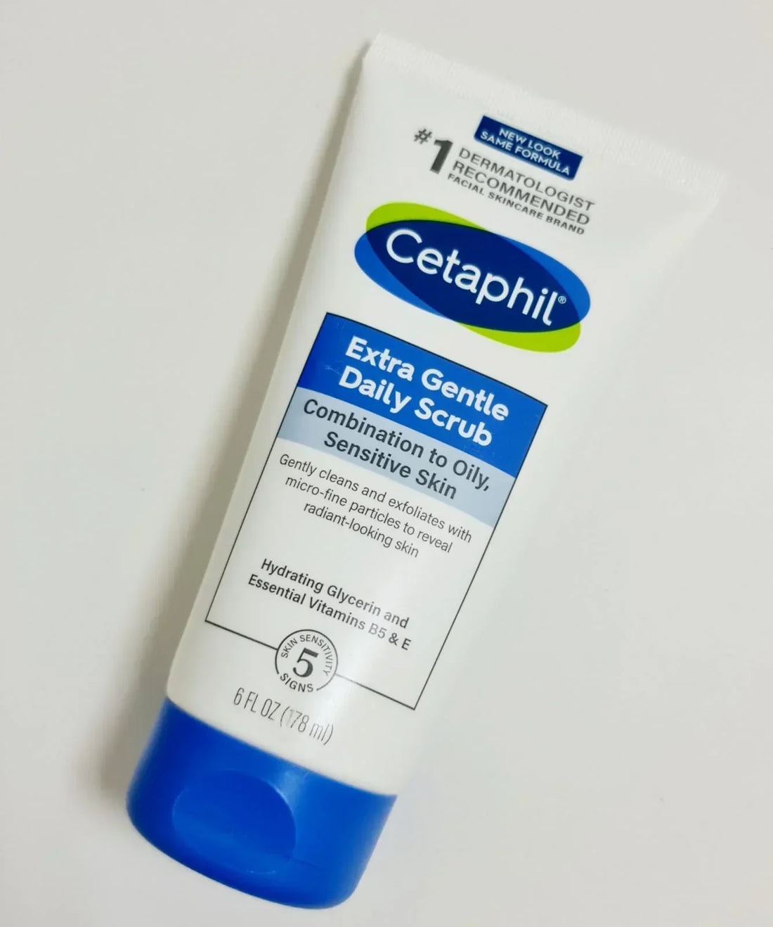 Cetaphil Extra Gentle Daily Scrub for combination to oily sensitive skin packaging and product image