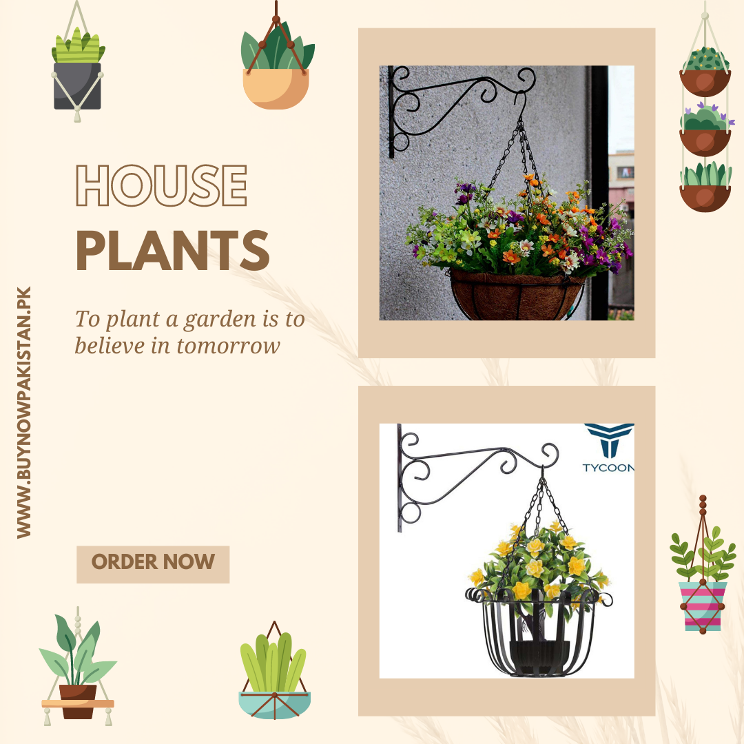 Decorative iron garden wall hanging stand for plants and outdoor decor