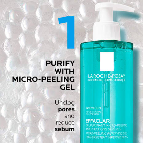 La Roche-Posay Effaclar Micro-Peeling Cleansing Gel for clear, smooth, oily and acne-prone skin care