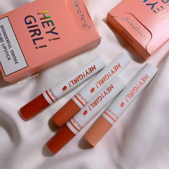 Pack of 4 HEY GIRL matte lipsticks in soft tube packaging for long-lasting wear