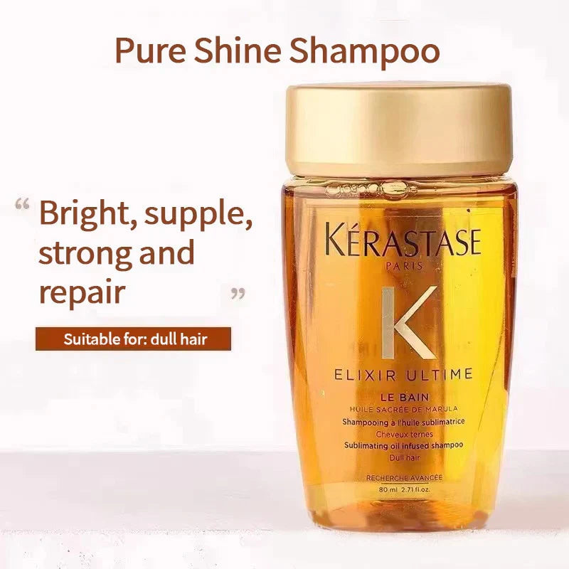 Kerastase Elixir Ultime Le Bain nourishing oil shampoo with marula, camellia, and argan oils for shiny, smooth, healthy hair