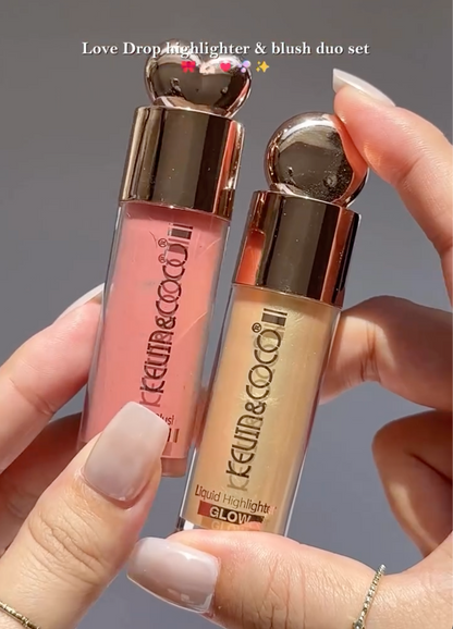 Kevin & Coco Liquid Highlighter, liquid blush and Brush Set