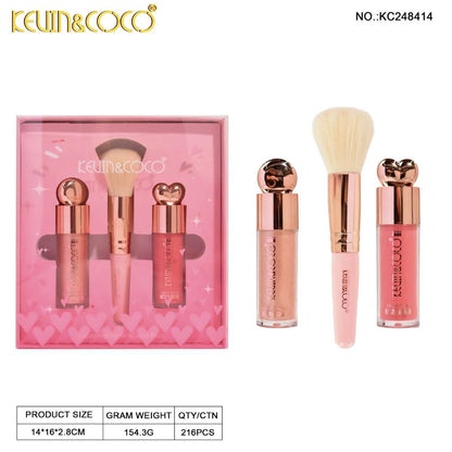 Kevin & Coco Liquid Highlighter, liquid blush and Brush Set