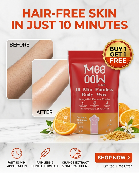 Meeoow Club 10-minute painless orange body wax powder - 100g   ( Buy 1 Get 1 Free )