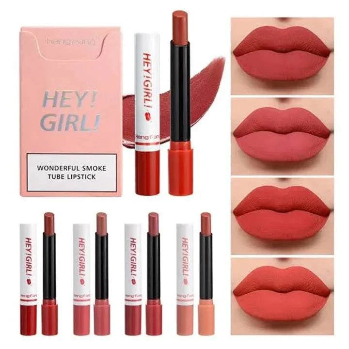 Heng Fang Hey Girl Wonderful Smoke Tube Lipstick pack of 4 vibrant matte shades