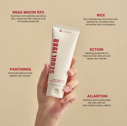 K - SECRET SEOUL 1988 Cream: Snail Mucin 93% + Rice 100 ml