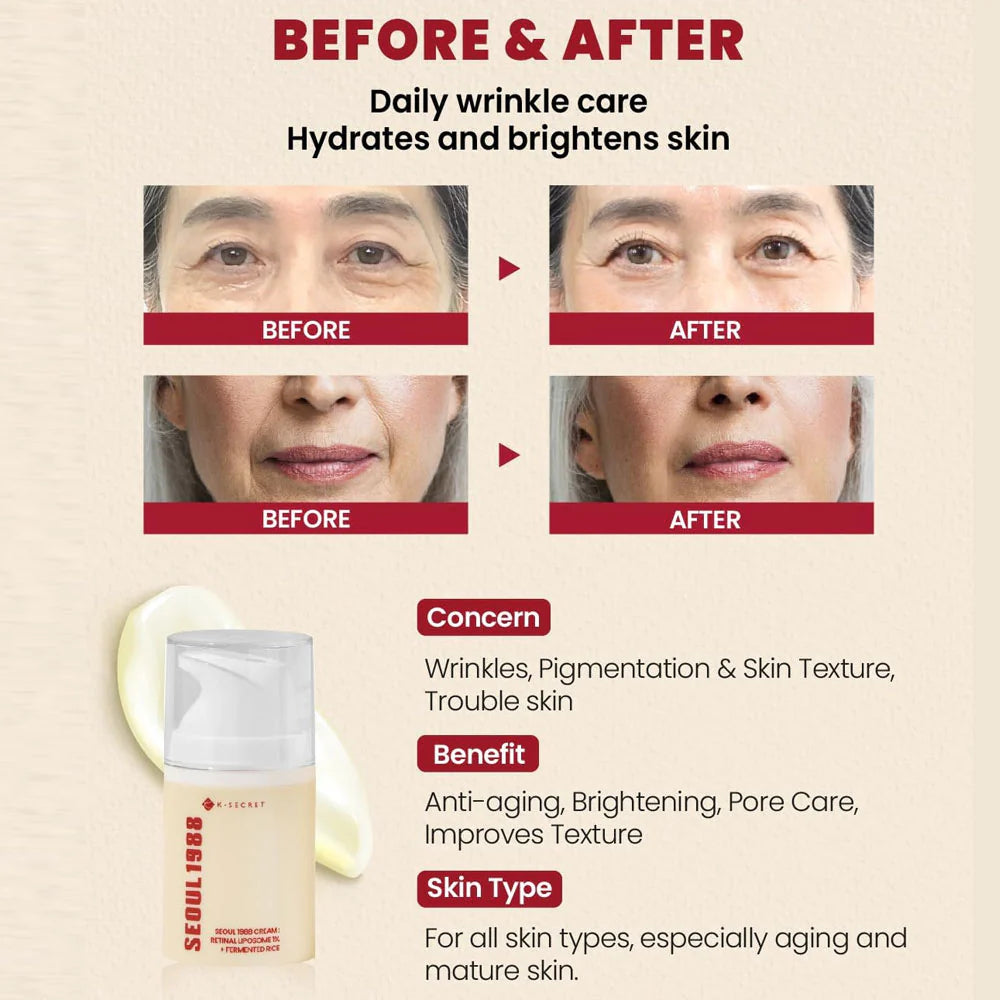 K - SECRET SEOUL 1988 Cream : Retinal Liposome 1% + Fermented Rice 50ml