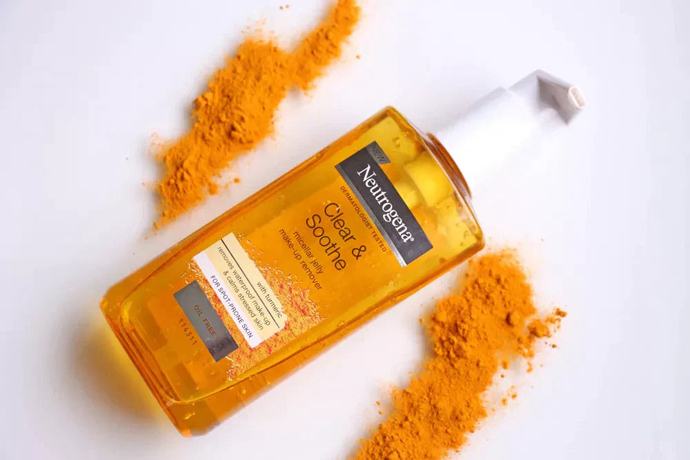 Neutrogena Clear & Soothe Micellar Jelly makeup remover with turmeric for sensitive skin