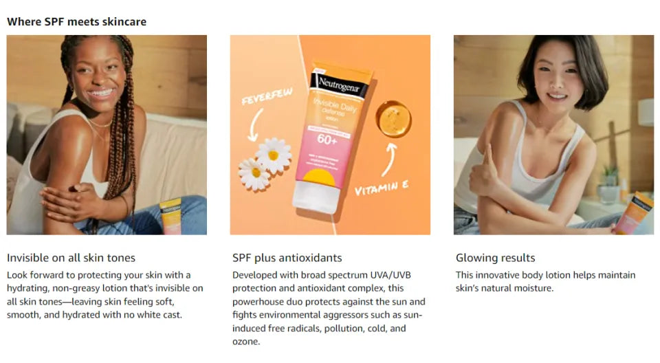 Neutrogena invisible daily defense spf 60+ sunscreen - Buy Now Pakistan